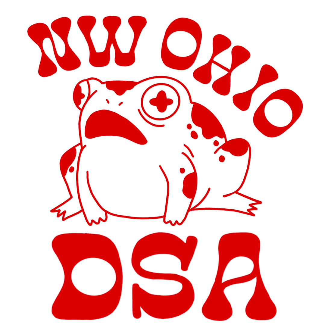 NW Ohio DSA logo, complete with a frog